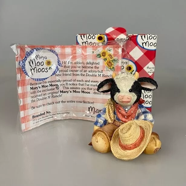 Marys Moo Moos Cow Figurine Cowboy Chip Country Collection W/ BOX Retired