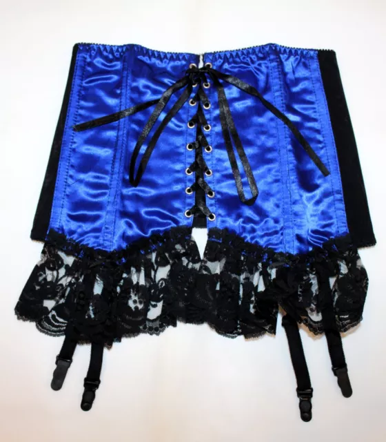 Blue Heavy Satin Under Bust Waspie/Waist Clincher(Suspender Belt) Various Sizes