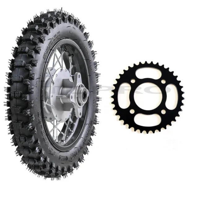 12mm 10" Rear Wheel 80/100-10 Tire 1.6x10 Rim + Sprocket For Dirt Pit Bike CRF50