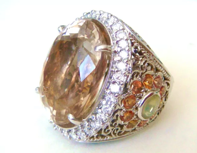 $31,850 Imperial Topaz, crysoberyl, sapphires Diamonds 18k White Gold Ring 906 3