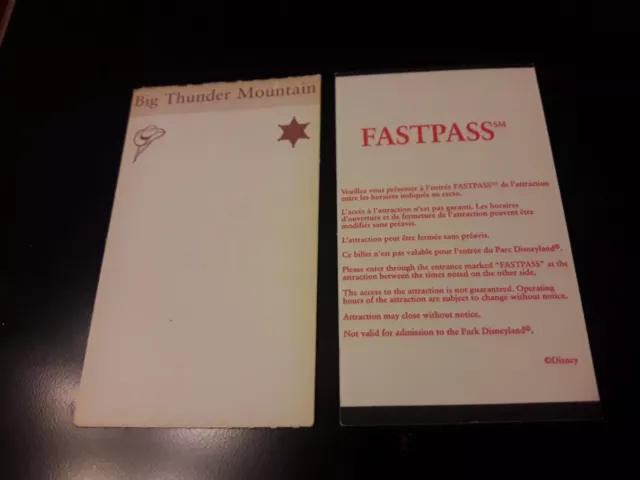 FASTPASS Euro Disney Disneyland Big Thunder Mountain CLAIR verso 1  2006 TTB