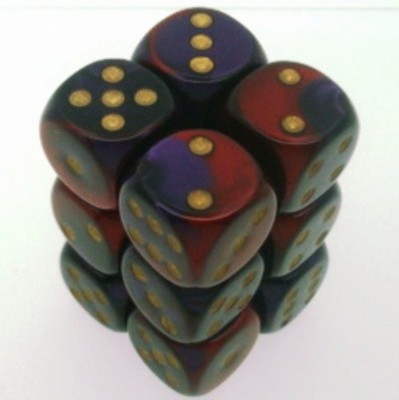 Chessex Set 12 d6 Dadi Chessex VELVET BLACK red 27678 Dice NERO rosso 