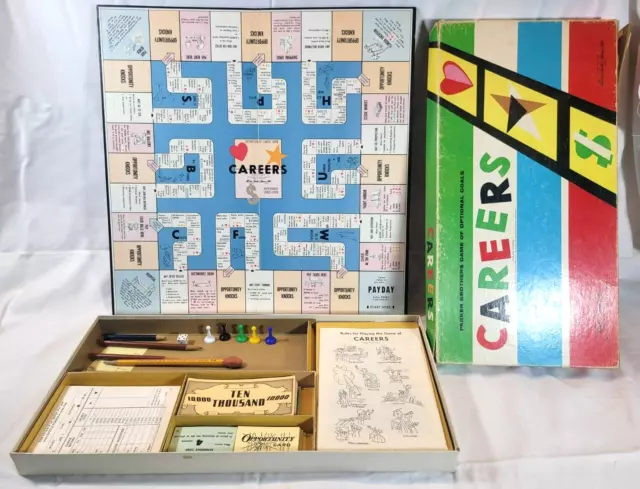 Vintage 1955 Careers Board Game Parker Brothers Salem Massachusetts Complete Set
