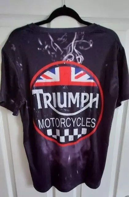 Men's T Shirt Black Triumph Motorcycle Graphic Crew Neck Casual Fit