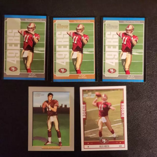 Alex Smith Lot Of 5 Rookie Cards 2005 & 2006 Donruss Score, Topps Bowman 49Ers