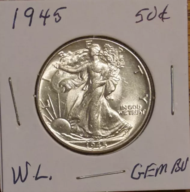 1945 - P Walking Liberty Half Dollar-Gem Bu-Gem Brilliantly Uncirculated