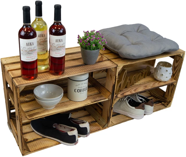 2er Set Caja de Madera Gerda Verticalmente Zapatero Vino Botellero para Vino