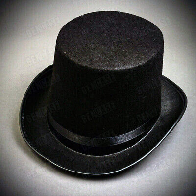 Black Classic Deluxe Top Hat Adults Victorian Style Gothic Steampunk Hat Costume