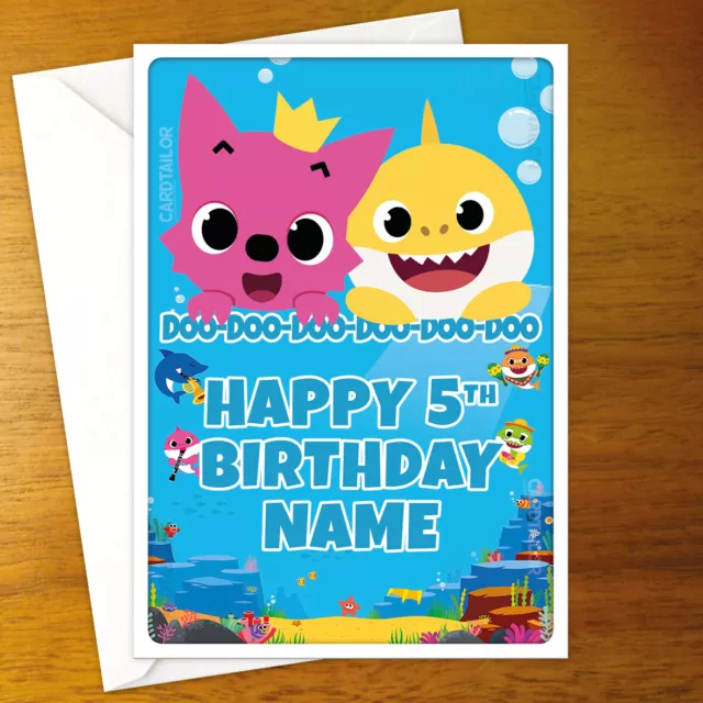 BABY SHARK Personalised Birthday Card - personalized greeting doo pinkfong