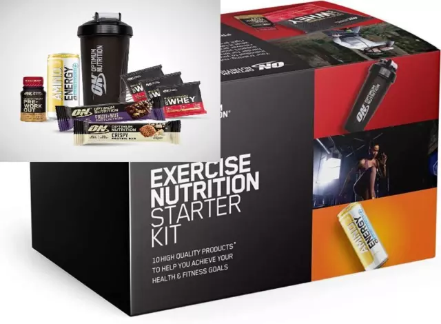 Optimum Nutrition Starter Kit - Shaker Protein Energy x10 Prod RRP £30 BBE 7/23