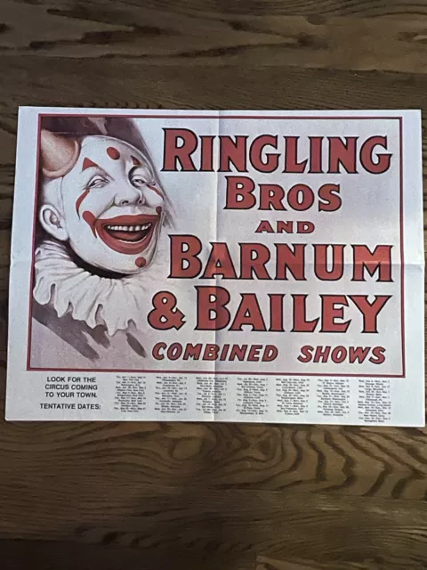 Vintage Circus Poster Ringling Bros Barnum Bailey Circus 1972 17"x 24.5"—2 Sides