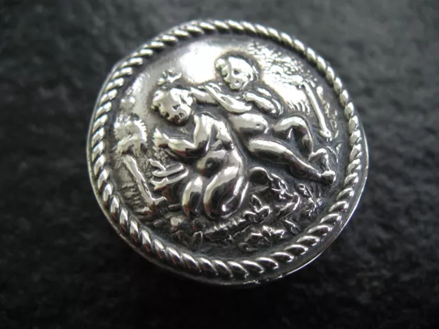 Pill Box Silver 800 Art Nouveau With 2 Putti From Approx. 1900