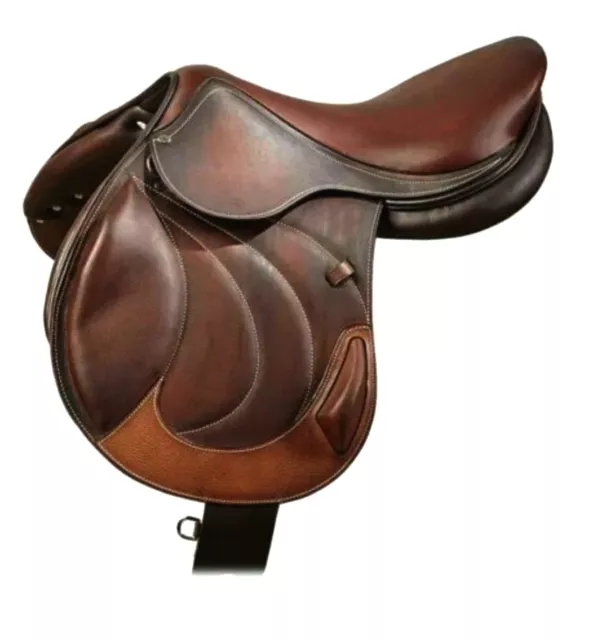 English Horse Leather Saddle Handmade Jumping Close Contact Black Brown 12" - 18