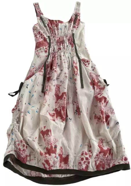 Exceptionnelle  robe bretelles  écru imprimé floral  Marithé et François Girbaud