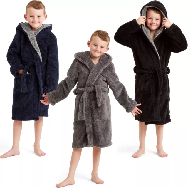 Abito da bagno con cappuccio Snuggaroo bambini bambini in pile morbido 5-14 anni