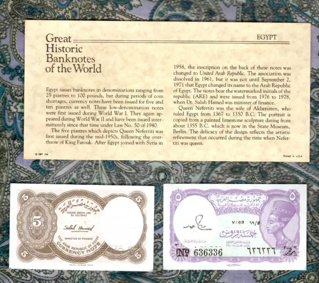 Great Historic Banknotes Egypt 5 Piastres 1971 UNC P-182j Binary 636336