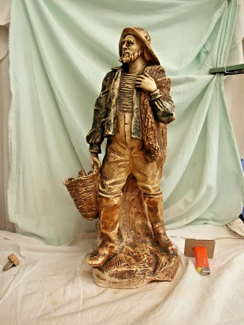 Figurine Musicien Breton En Résine Argentée - Vintage - Collection