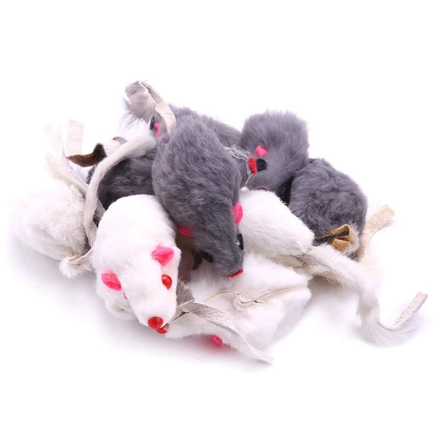 Juguetes de piel de conejo reales juguete para mascotas juguetes para niños paquete de 12 S5Q8