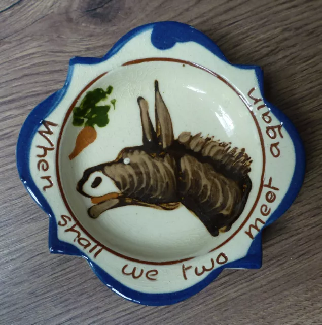 WATCOMBE POTTERY TORQUAY WARE DONKEY MOTTO DISH 1920s