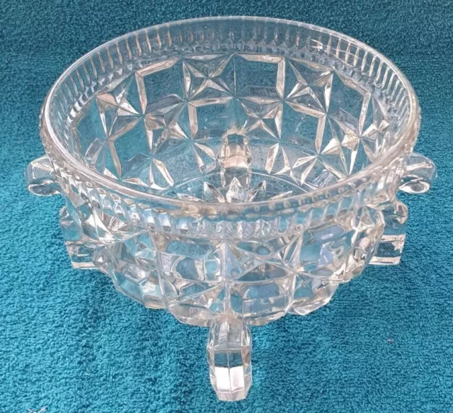 Beautiful Vintage Pressed Glass Four Footed Bowl