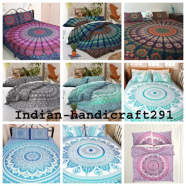 Indien Housse de Couette Rouge Ombre Mandala Hippie Bohème Neuf Couverture Art