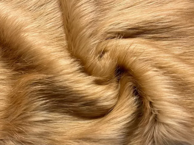 Super Luxury Faux Fur Fabric Material - LONG PILE CAMEL