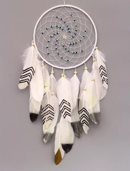 Traumfänger - weißer großer Dreamcatcher 20 cm Ringdurchmesser, Länge ca. 50 cm