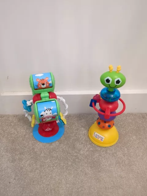 2 x Suction Highchair Toys Includes Lamaze Bug & Carousel Animal Wheel