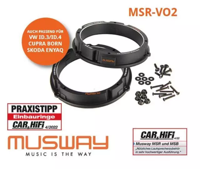 Musway MSR-VO2 Aluminio Adaptador de Altavoz Einbauringe Compatible Con VW