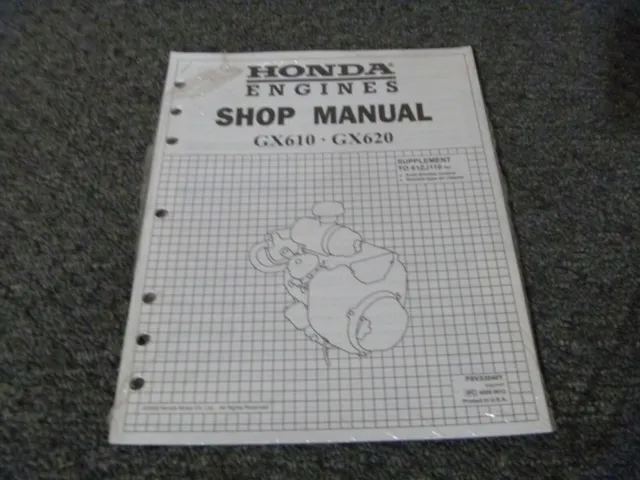 Honda GX610 GX620 Engine Shop Service Repair Manual Supplement PSV53040Y