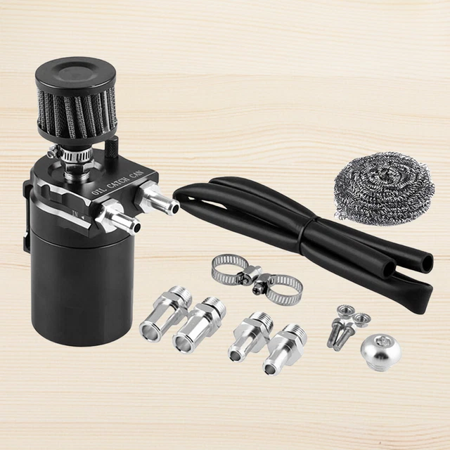 H4 BAFFLED OIL Catch Can with Breather Filter Oil Dipstick Hole