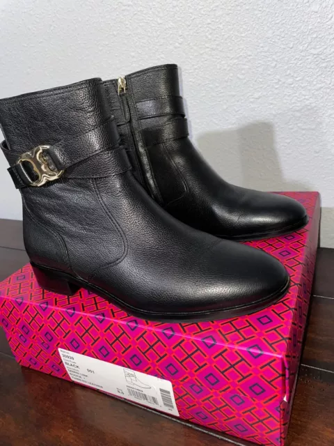 TORY BURCH Leather GEMINI LINK Ankle Boots Booties Brown Womens 8.5