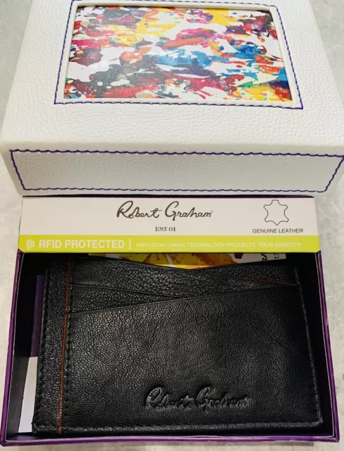 Robert Graham Card Holder Leather Wallet RFID Protected Minimalist thin NWT NEW