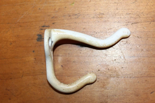 Antique Vintage Coat Hat Closet Hook Porcelain over Pot Metal O-60
