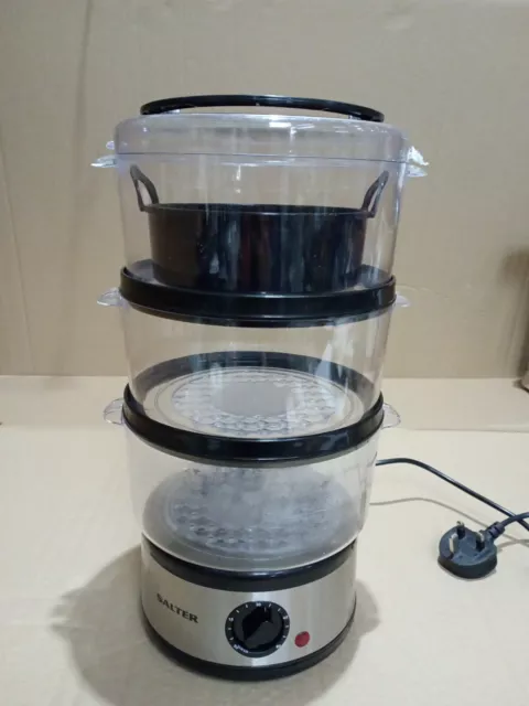 Salter 3-Tier Food Steamer EK2726Z Multi-Cooker 7.5 L Stainless Steel Used N411