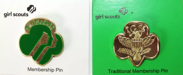 (Set of 2) GIRL SCOUTS Traditional Membership Pin & Membership Pin 09001/14 NEW
