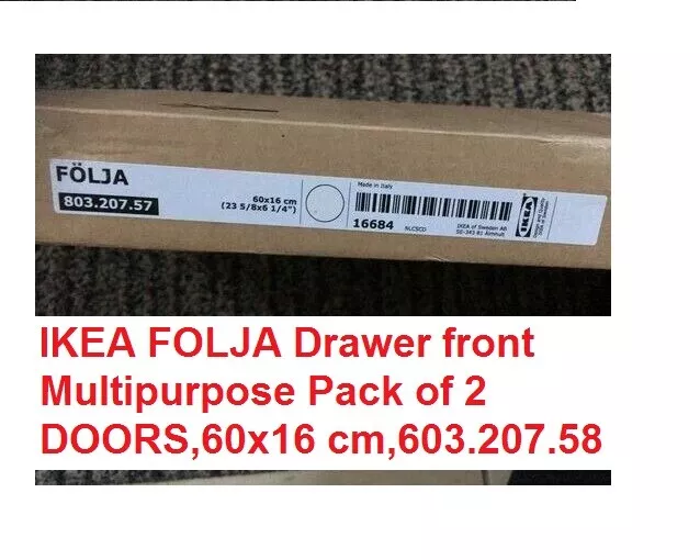 New IKEA FOLJA Drawer front For STUVA,Pack of 2 DOORS,60x16 cm,60320757, White