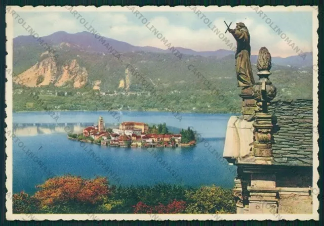 Novara Orta San Giulio Isola di Lago d'Orta PIEGHINE FG cartolina VK2903