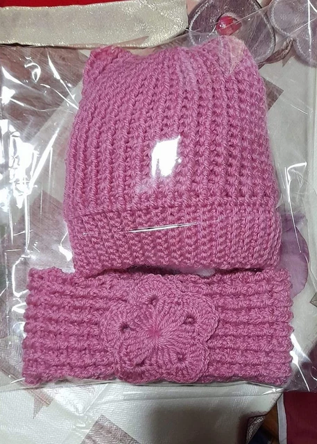 Set Di Cappello e Fascia Per Bimbe Realizzati a mano 
