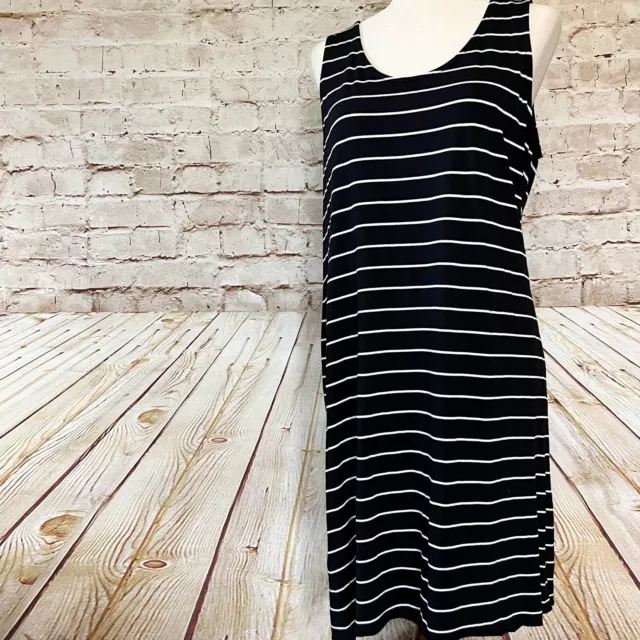 Cc California Womens Sleeveless Striped Knit Tank Dress Size L Black White