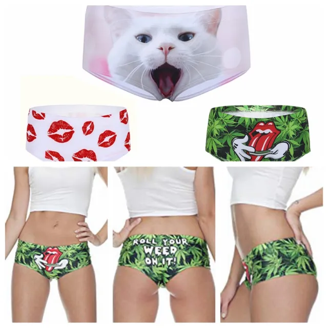 6 Pcs Lot Sexy Womens Underwear Funny Print Cotton Boyshorts Panty Boxer  Briefs