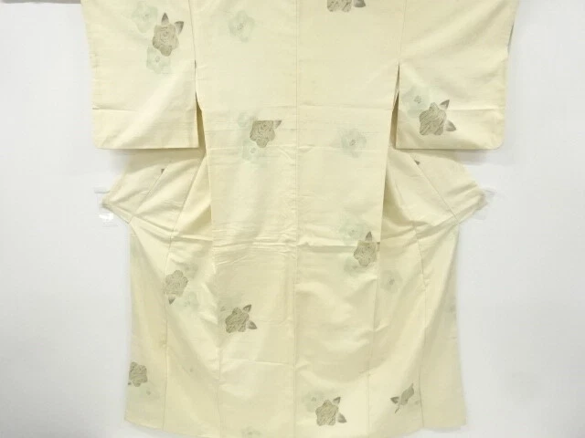 6617442: Japanese Kimono / Antique Kimono / Fushi Tsumugi / Woven Flower