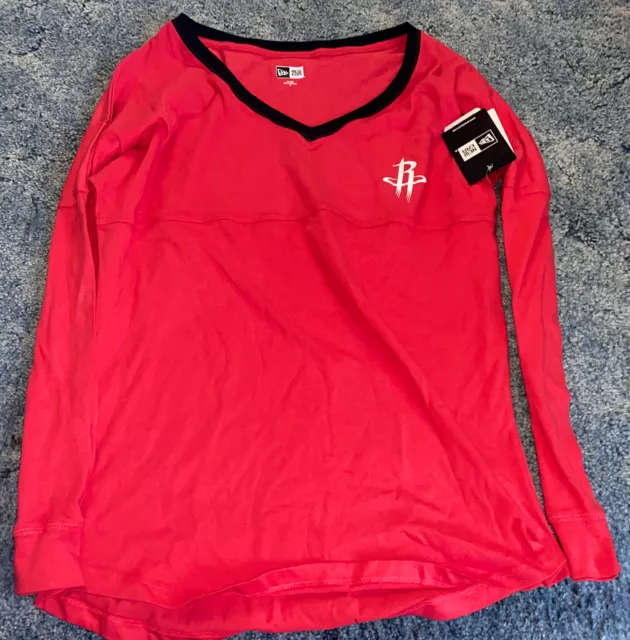 NWT Womens Houston Rockets NBA Long Sleeve Shirt. Sz Medium & Red. By New Era