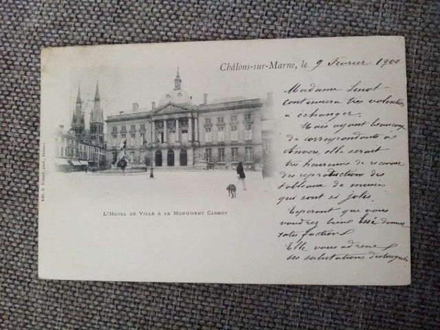 Cpa Châlons Sur Marne L Hotel De Ville Et Le Monument Carnot