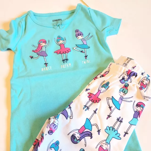 Gymboree Girls sz 2T Summer Blue Ballerina Dance Set Gymmies Pajamas NWT PJs