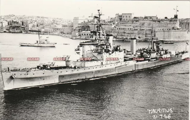 Photograph Royal Navy. HMS "Mauritius" light cruiser. At Malta. WW11 Fine! 1946