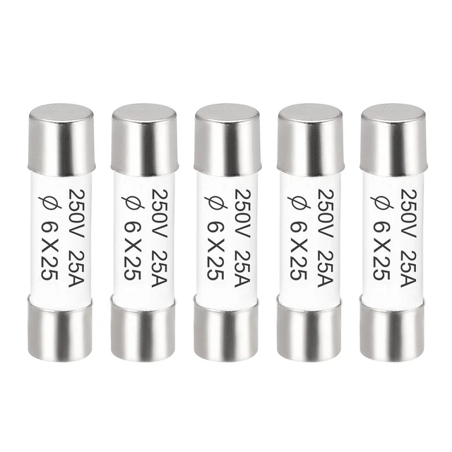 Céramique Fusibles à Cartouche 25A 250V 6x25mm Fusibles pour Amplificateur 5Pcs