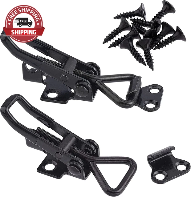 2 Sets Toggle Latch Clamps Adjustable Quick Release Pull Hasp Latch Black Heavy