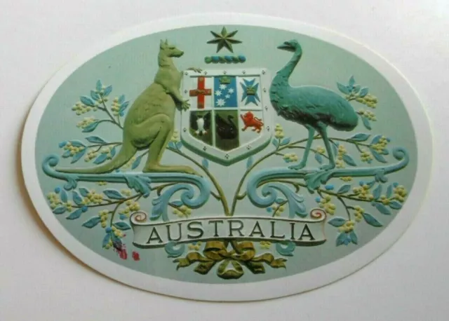 Souvenir-Aufkleber Australia Landeswappen Känguru Emu Australien 80er