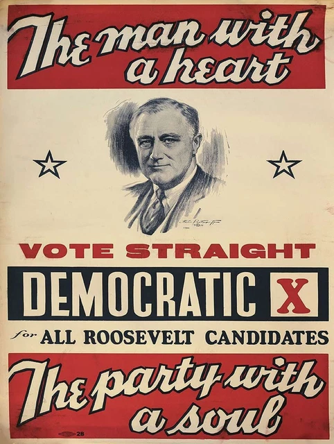 (12) Vote Straight Democratic Fdr Roosevelt 16" Heavy Duty Usa Metal Adv Sign